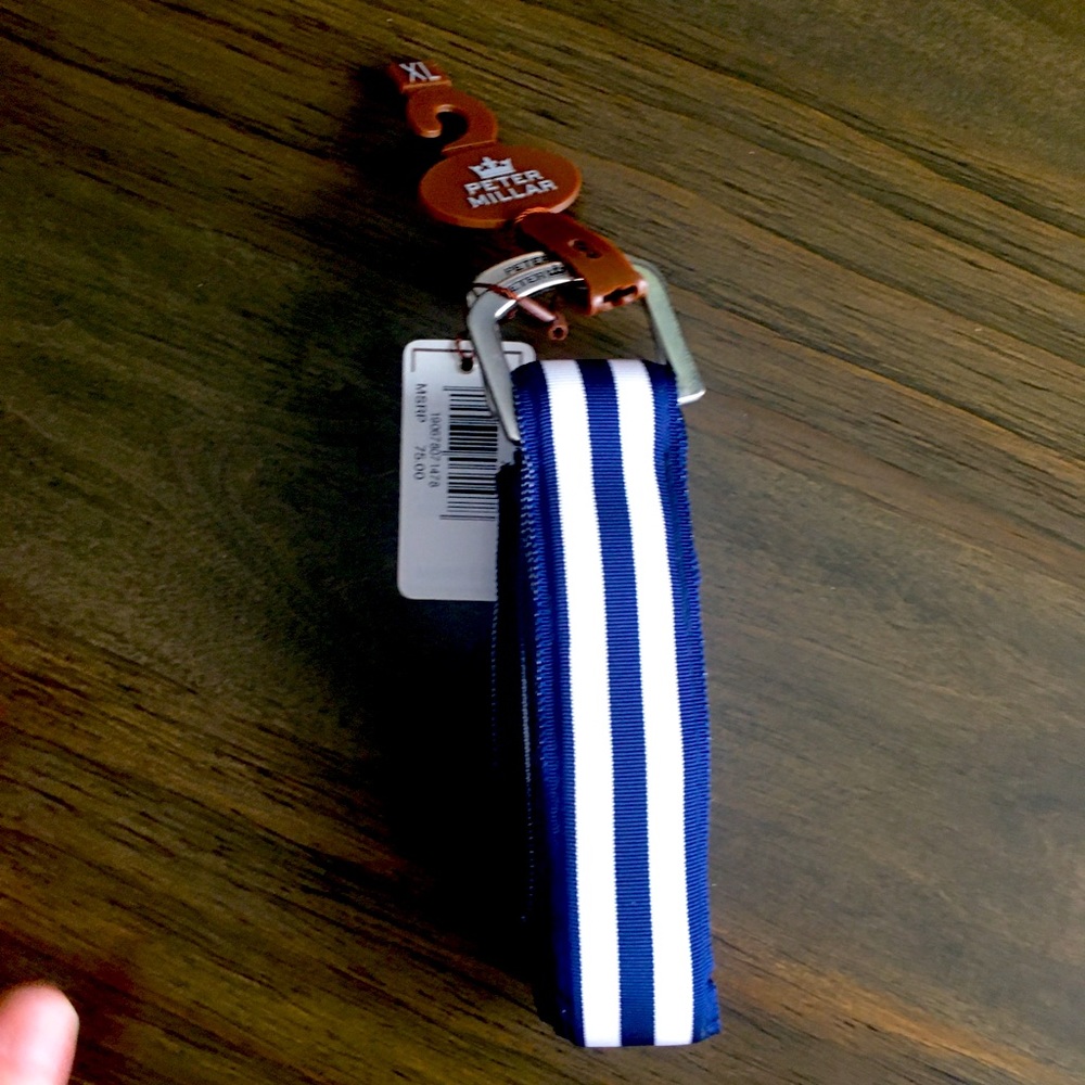 Peter Millar navy and white striped XL belt
